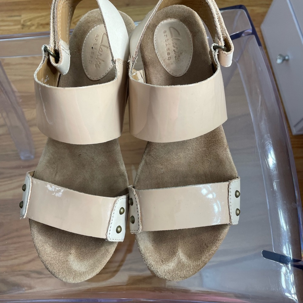 Nude Clark wedge sandals size 7 nude color #Poshmark